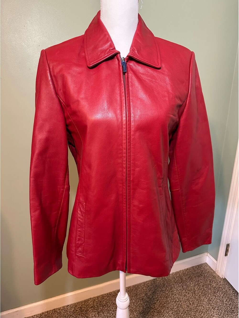 Y2K VINTAGE LIZ CLAIBORNE RED LEATHER JACKET EUC SIZE SMALL